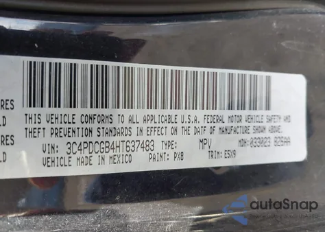 2017 Dodge Journey Crossroad z USA, uszkodzony, nr VIN 3C4PDCGB4HT637483